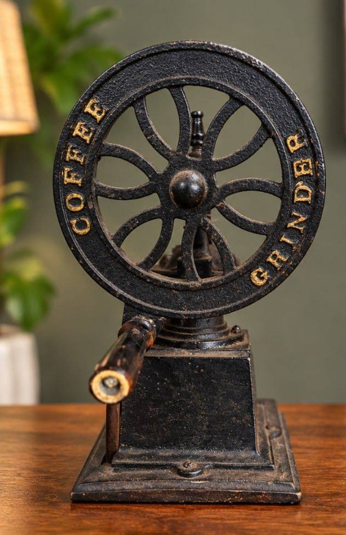 Antique Cast Iron Flywheel Coffee Grinder